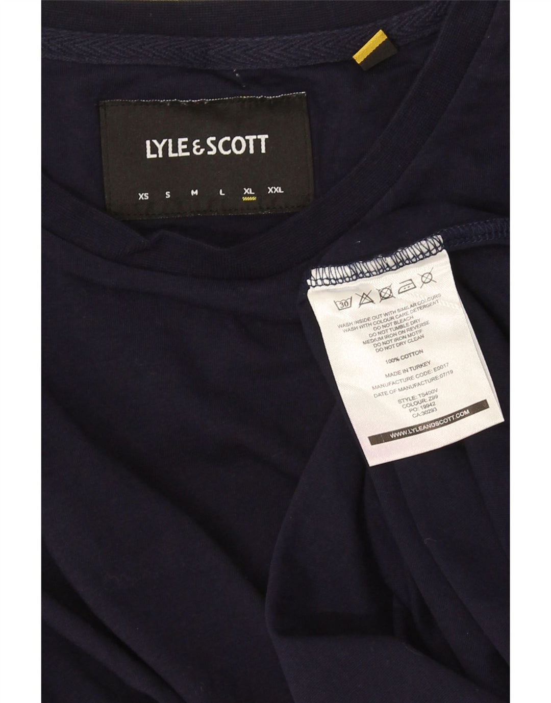 Lyle & Scott Herren T-Shirt Top XL Marineblau Baumwolle