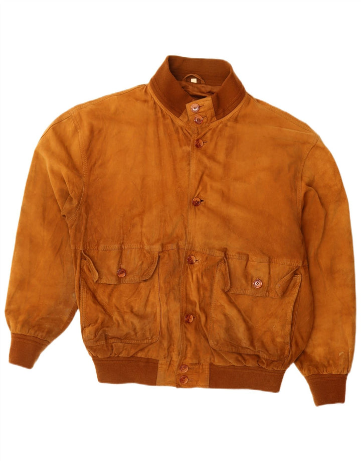 Vintage Herren Wildleder Bomberjacke EU 52 XL Beige Leder
