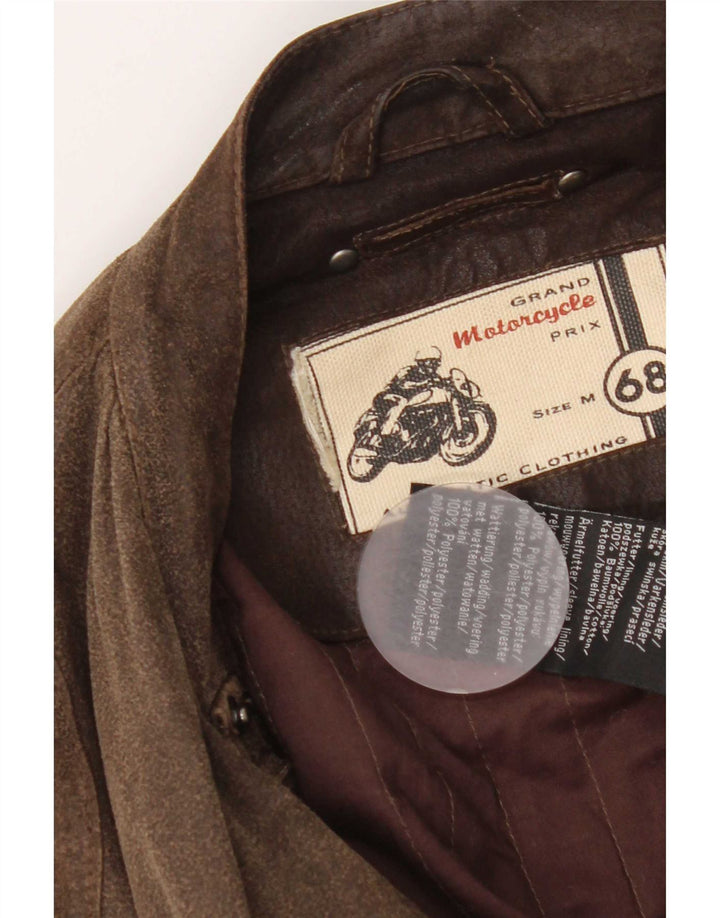 Vintage Herren Motorrad-Leder-Utility-Jacke UK 38 Mittelbraun