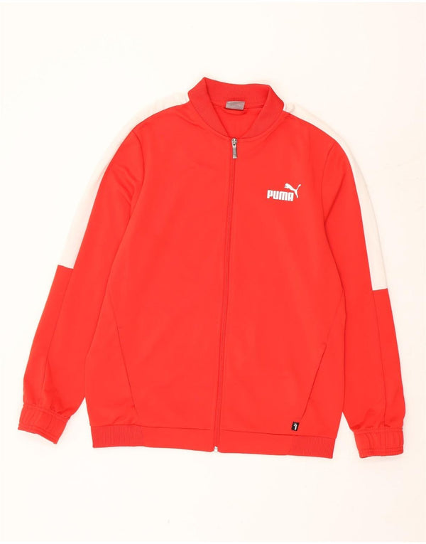 Puma Herren-Trainingsanzug-Top-Jacke aus mittelrotem Colourblock-Polyester