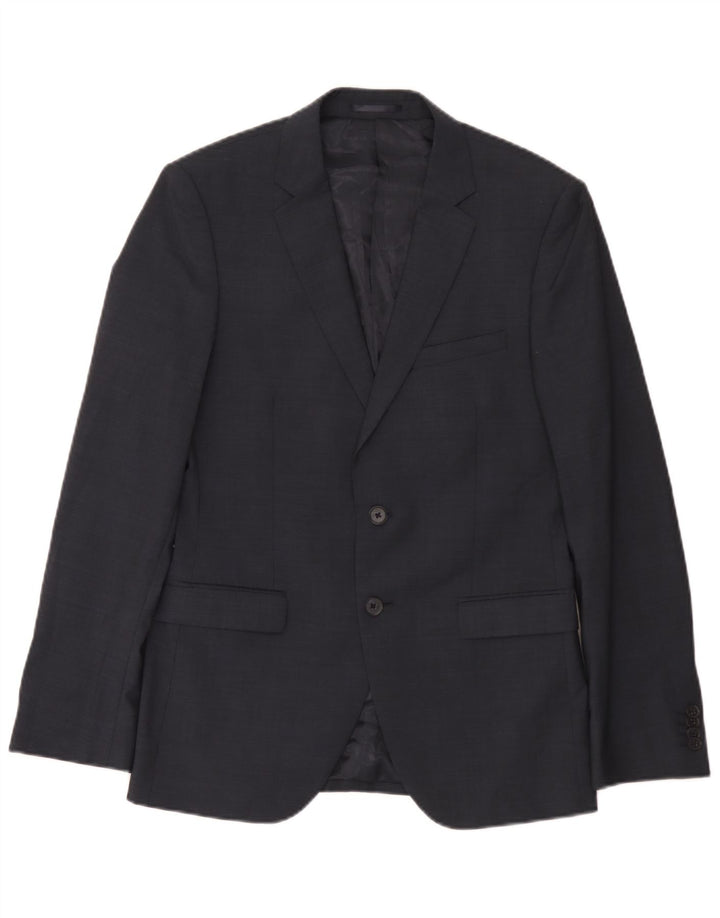 Dkny Herren-Blazer mit 2 Knöpfen, schmale Passform, UK 38, mittelmarineblaue Wolle