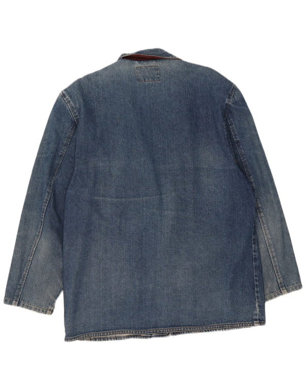 Vintage Herren 1 Knopf Denim Blazer Jacke IT 48 Mittelblaue Baumwolle