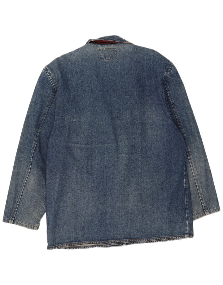 Vintage Herren 1 Knopf Denim Blazer Jacke IT 48 Mittelblaue Baumwolle
