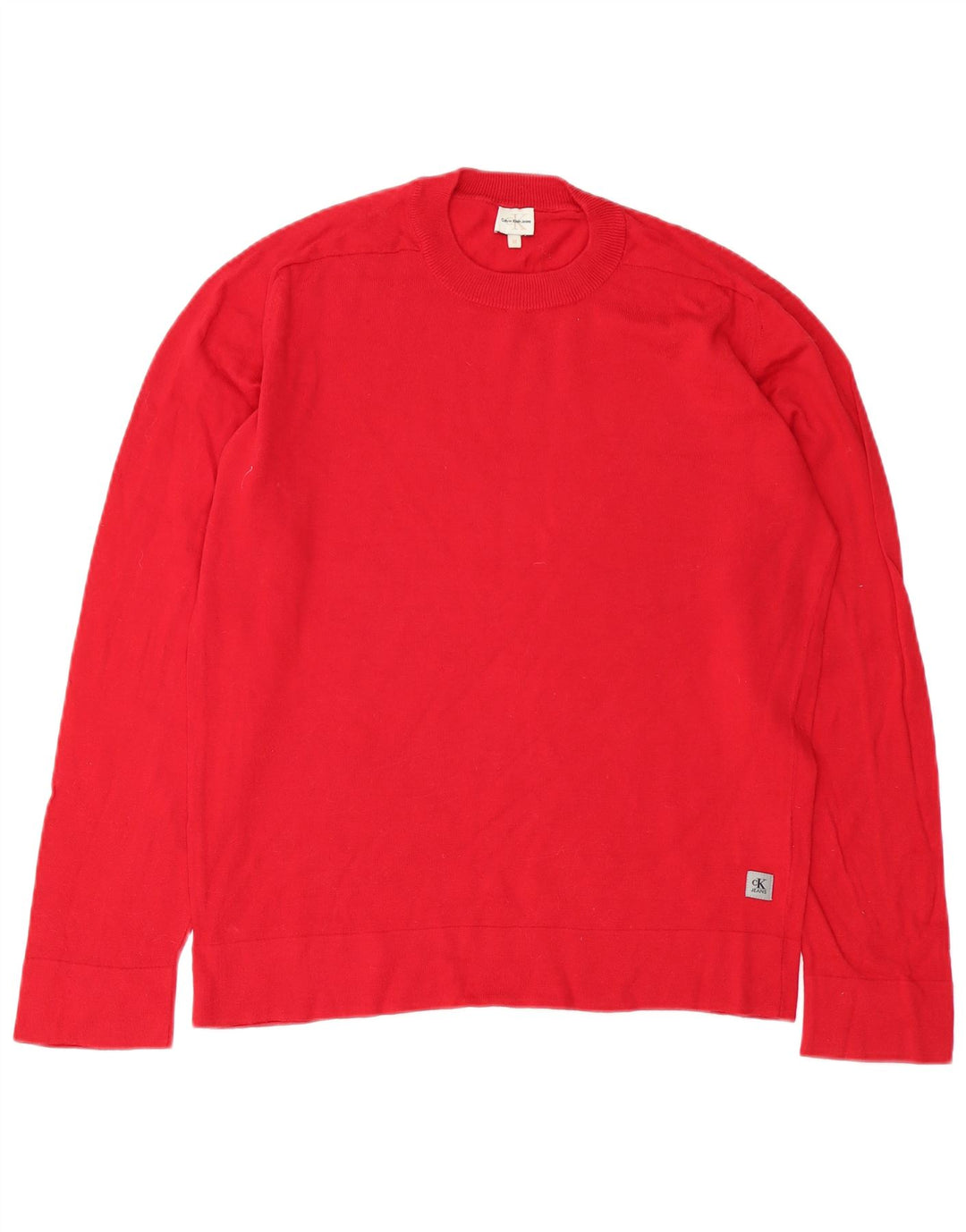 Calvin Klein Jeans Herren-Pullover mit Rundhalsausschnitt, mittelrote Baumwolle