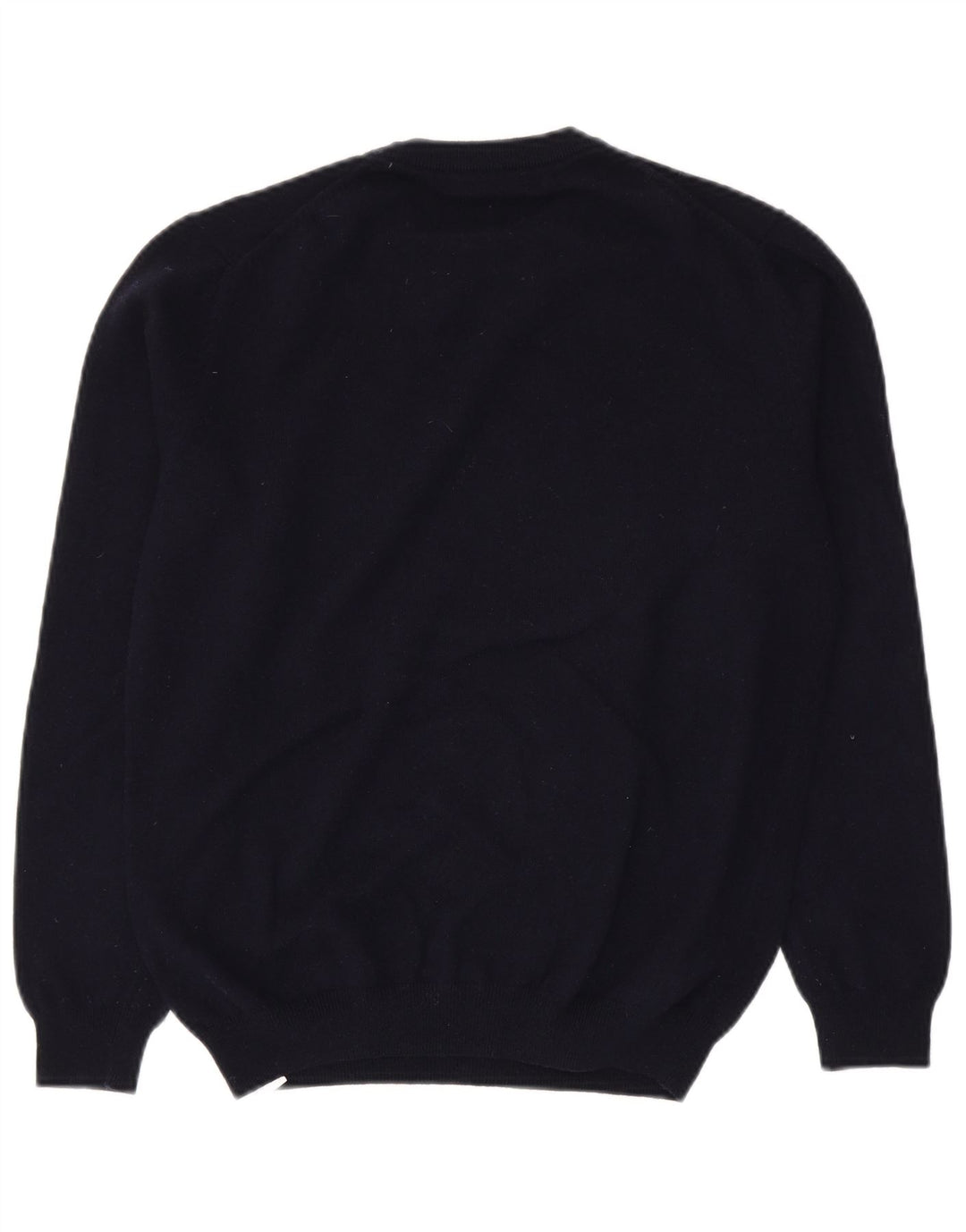 Massimo Dutti Herren-Pullover mit Rundhalsausschnitt, groß, marineblaue Wolle