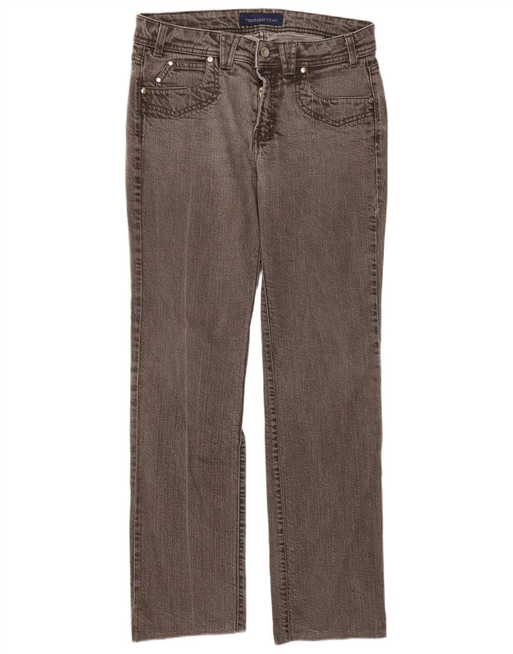 Trussardi Damen Straight Jeans W28 L30 Braune Baumwolle