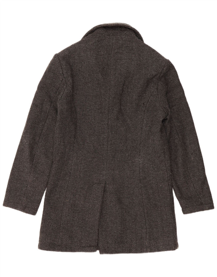 Zara Herrenmantel UK 38 Mittelgraue Herringbone-Wolle