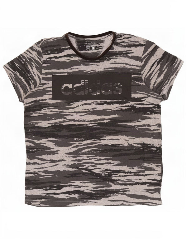 Adidas Herren Climalite Graphic T-Shirt Top 2XL Grau Camouflage Baumwolle