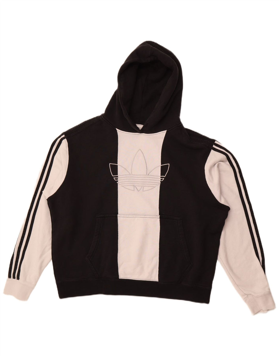 ADIDAS Herren-Kapuzenpullover mit Grafik, groß, schwarze Farbblock-Baumwolle