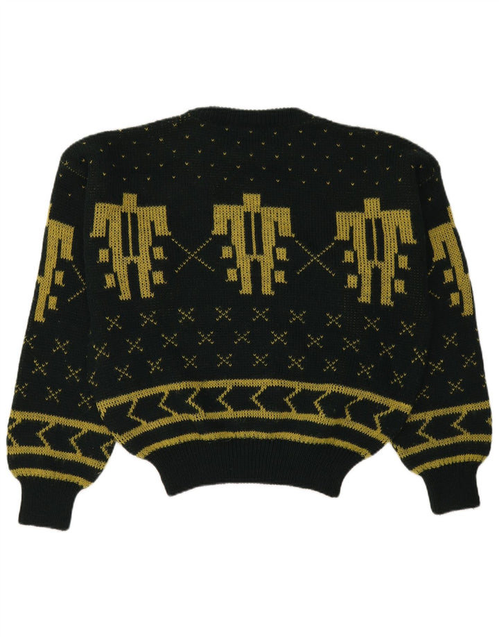 CIAO Herren-Pullover mit Rundhalsausschnitt, groß, grüne Fair-Isle-Wolle