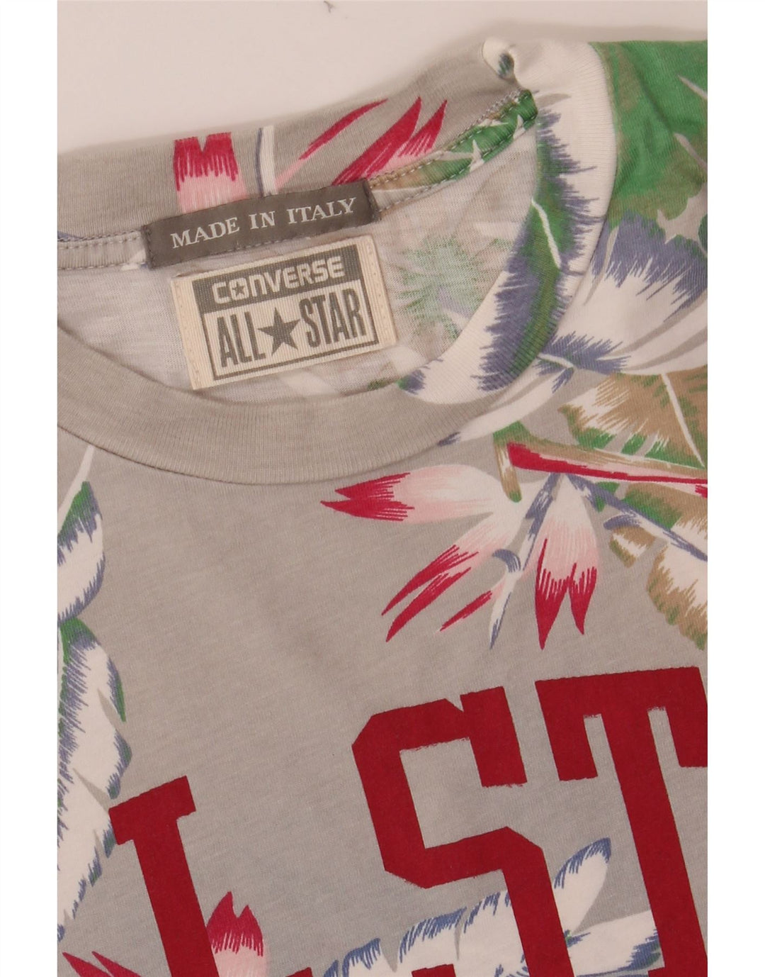 CONVERSE Mens Graphic T-Shirt Top Small Grey Floral