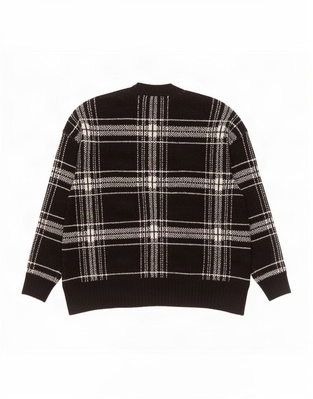 Marks & Spencer Herren-Pullover mit Rundhalsausschnitt, groß, schwarz, kariert, Acryl