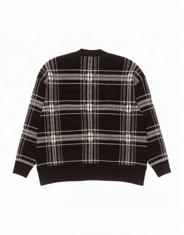 Marks & Spencer Herren-Pullover mit Rundhalsausschnitt, groß, schwarz, kariert, Acryl