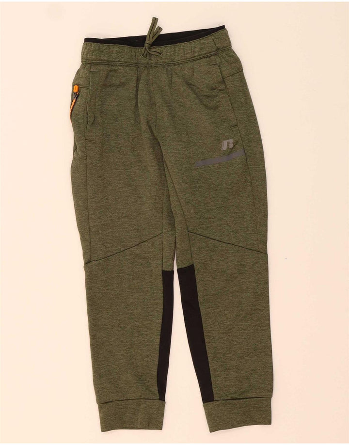 RUSSELL ATHLETIC Boys Tracksuit Trousers Joggers 7-8 Years Medium Khaki
