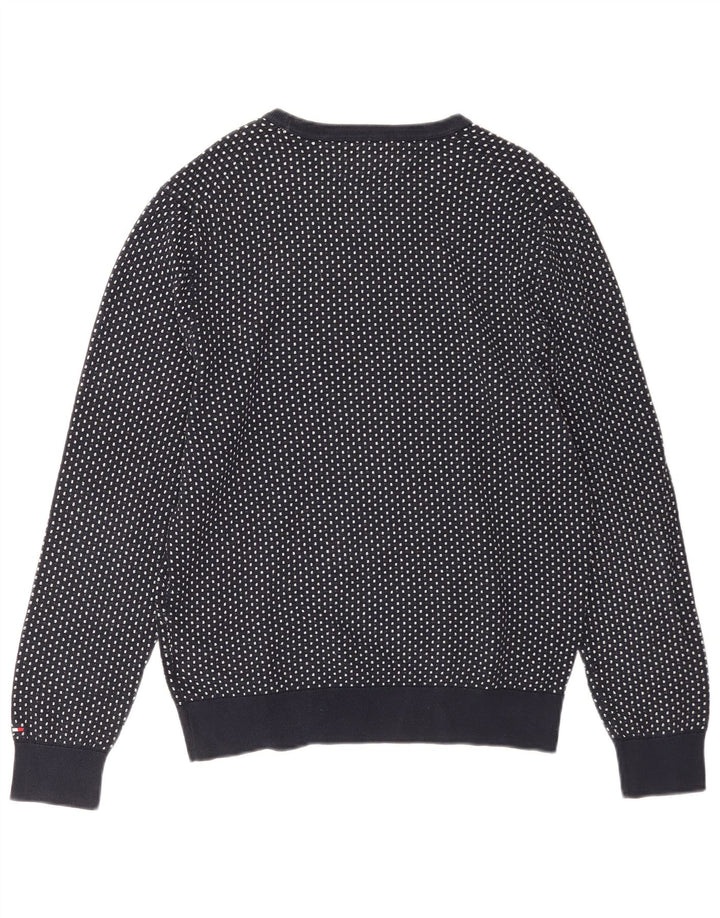 Tommy Hilfiger Herren-Pullover mit Rundhalsausschnitt, mittelgroß, marineblau gepunktet