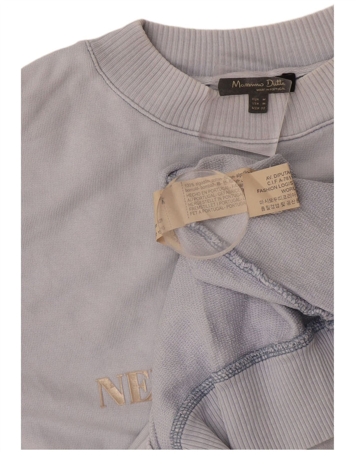 Massimo Dutti Damen-Sweatshirt mit Grafik-Übergröße, Größe UK 14, Mittelblau