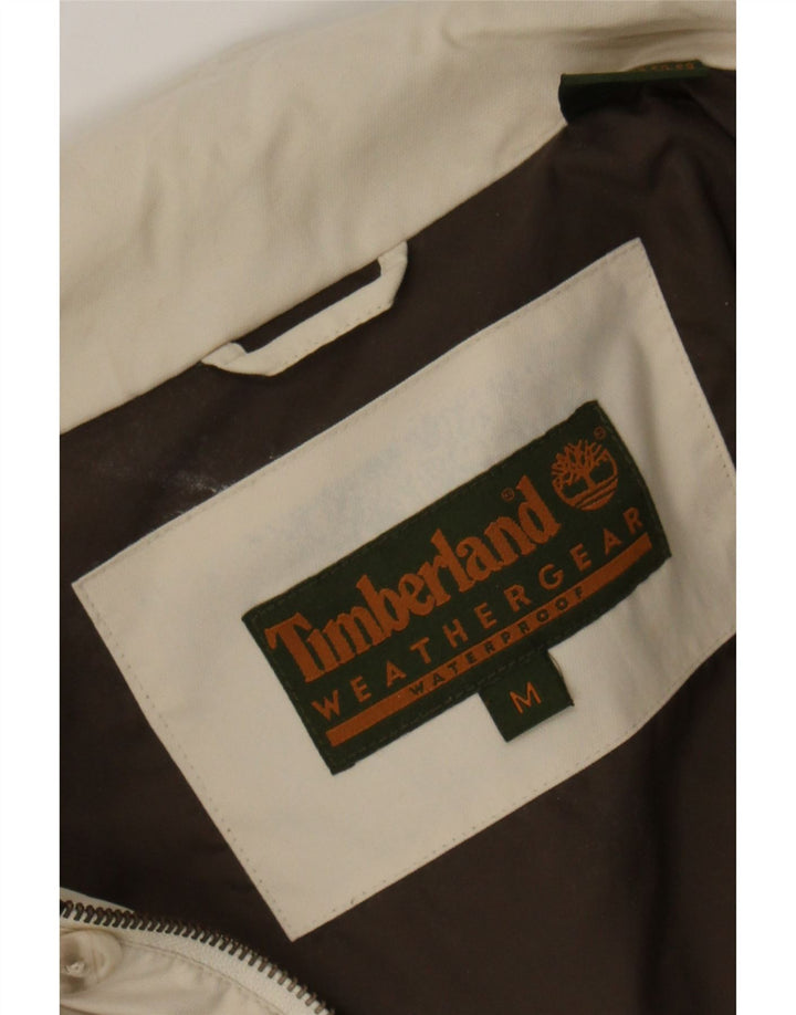 TIMBERLAND Mens Hooded Windbreaker Coat UK 38 Medium Off White Nylon Vintage Timberland and Second-Hand Timberland from Messina Hembry 