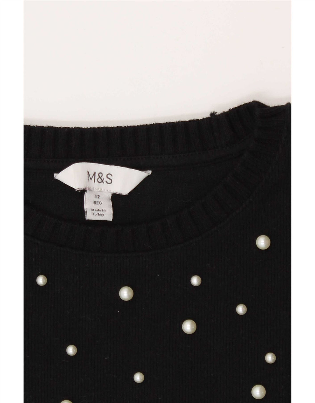 Marks & Spencer Damen-Blusenoberteil, UK-Größe 42, mittelschwarz gefleckt