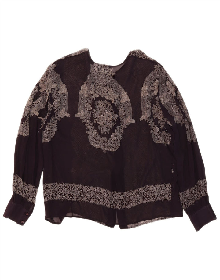 MIMMINA Durchsichtige Damen-Hemdbluse IT 44 Mittelschwarz mit Blumenmuster