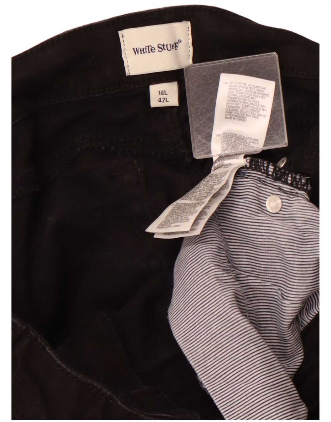 WHITE STUFF Damen-Jeans mit hoher Taille, Röhrenjeans, UK 14, Größe L, W32, L29, Schwarz