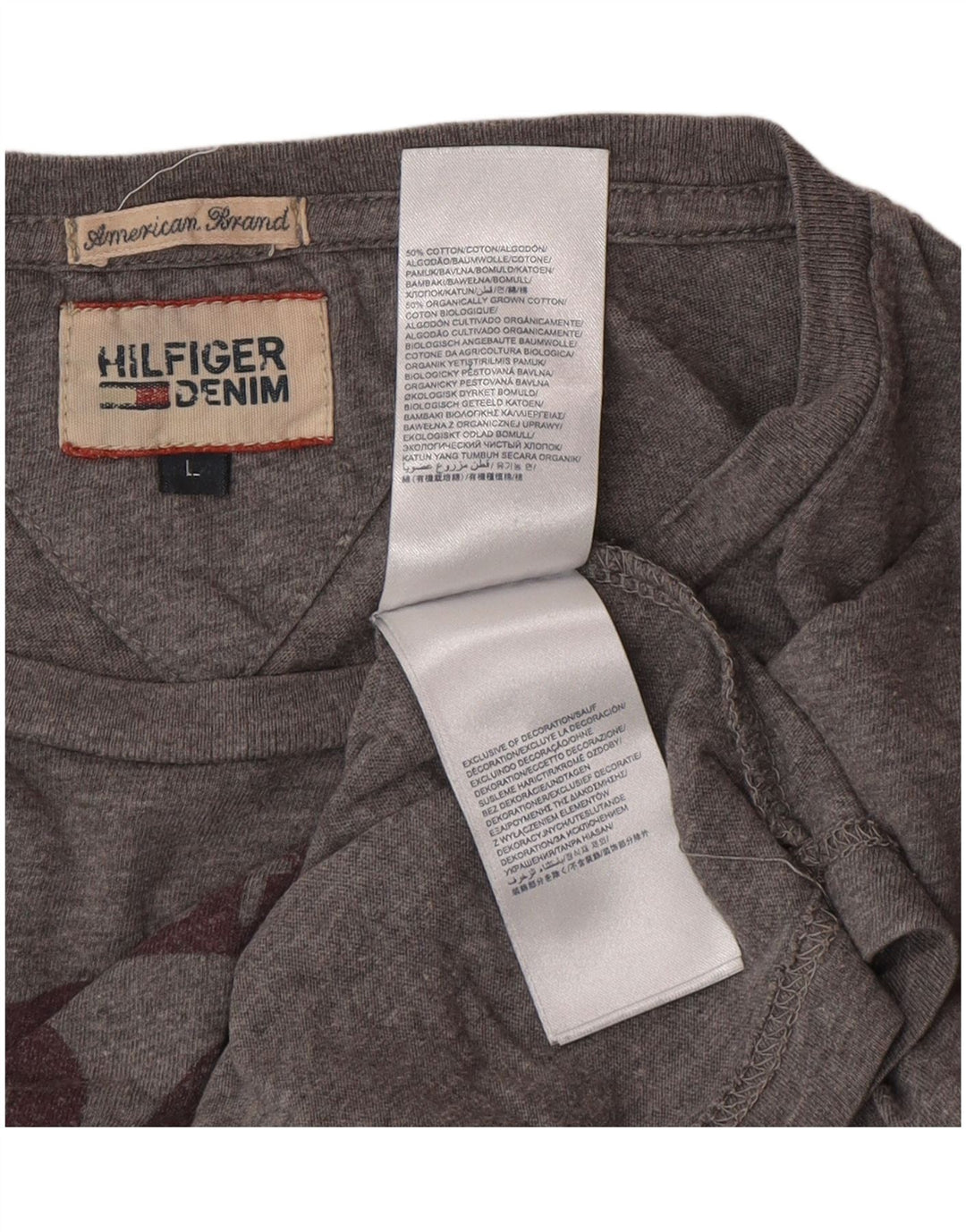TOMMY HILFIGER Herren Grafik-Top Langarm Große graue Baumwolle