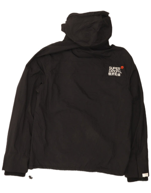 Superdry Damen-Windbreakerjacke mit grafischer Kapuze, UK 18 XL, schwarzes Nylon