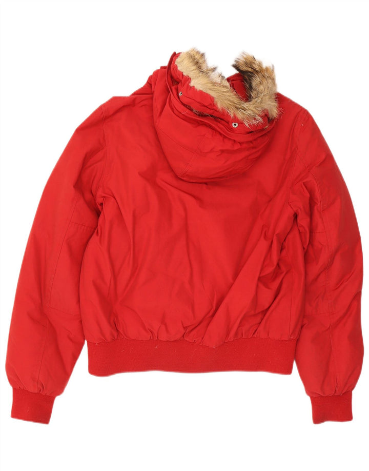 Woolrich Wattierte Jungenjacke mit Kapuze, 13–14 Jahre, rote Baumwolle