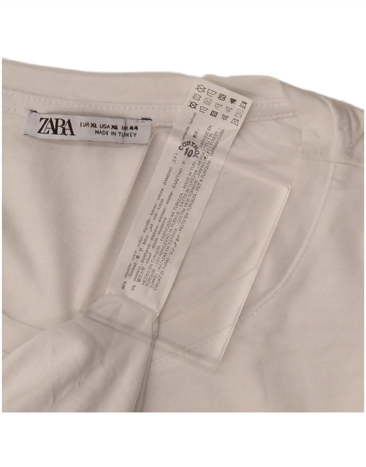 Zara Herren T-Shirt Top XL Weiße Baumwolle