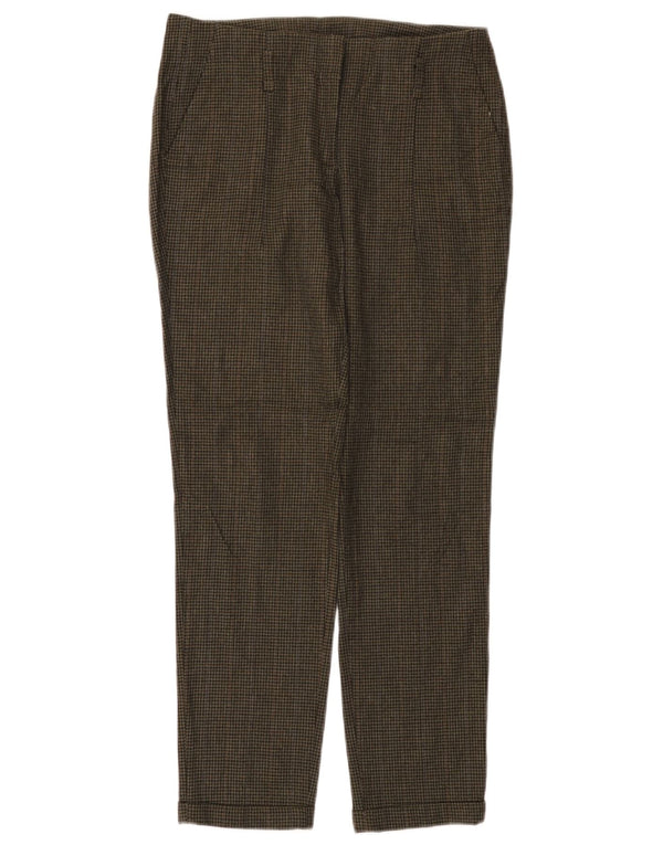 Zara Damen gerade Freizeithose XS W25 L27 grüne Hahnentritt-Viskose