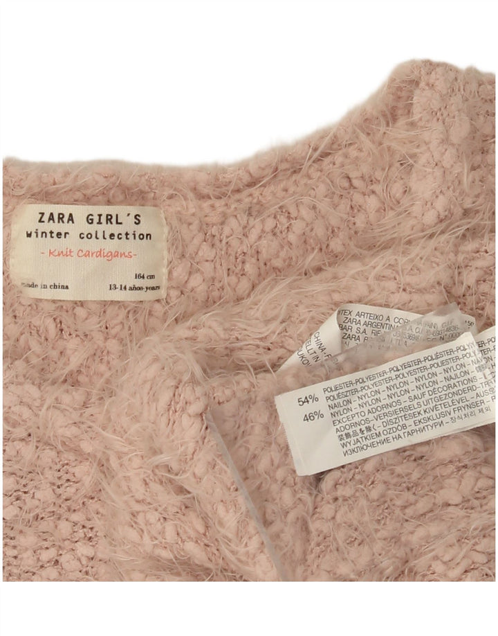 ZARA Mädchen Strickjacke, 13–14 Jahre, rosa, Polyester