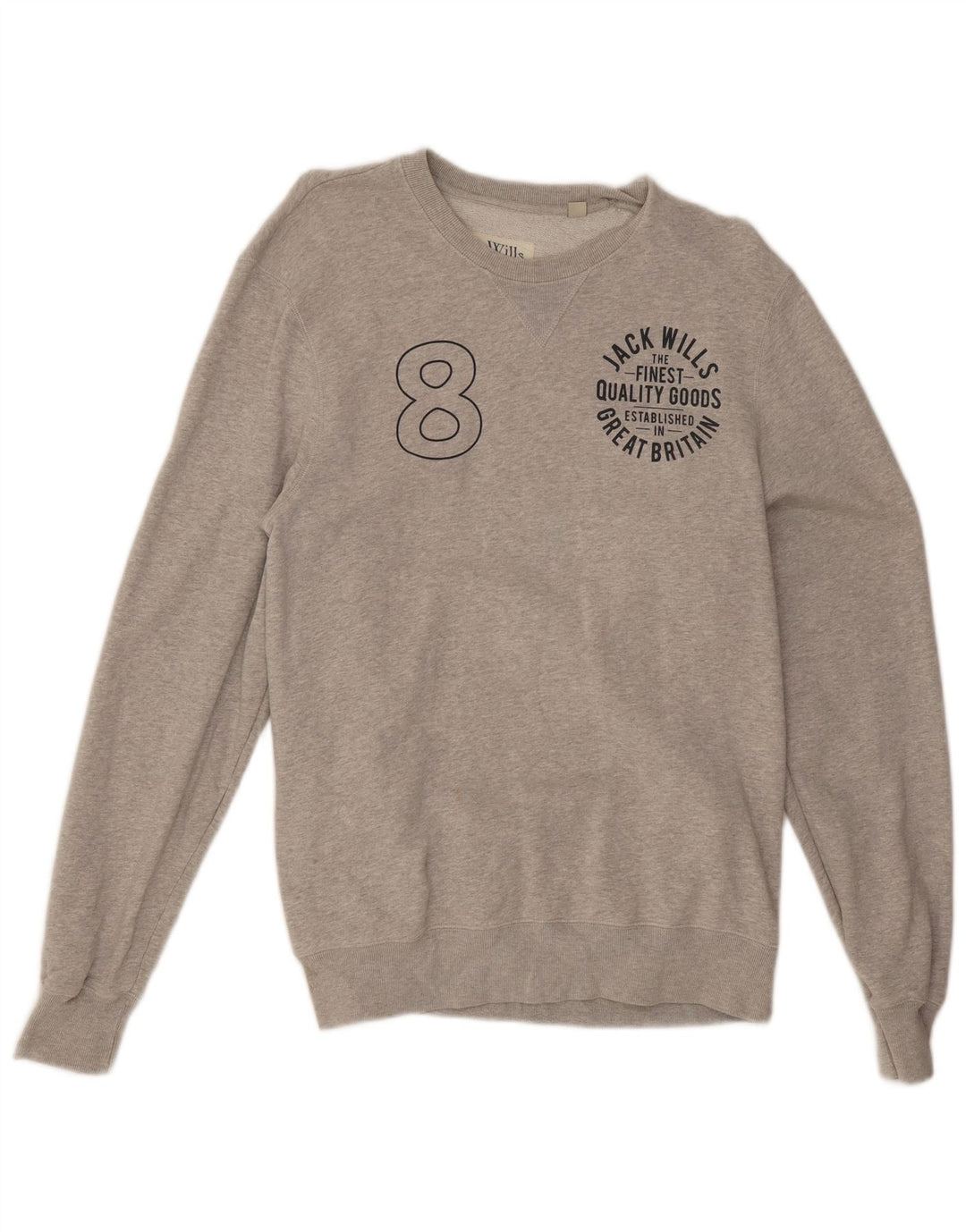 Jack Wills Herren-Sweatshirt mit Grafik, mittelgrau gesprenkelte Baumwolle