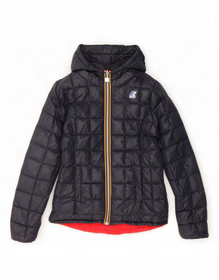 K-Way Damen Kapuzenjacke, wendbar, wattiert, Gr. 10, Marineblau