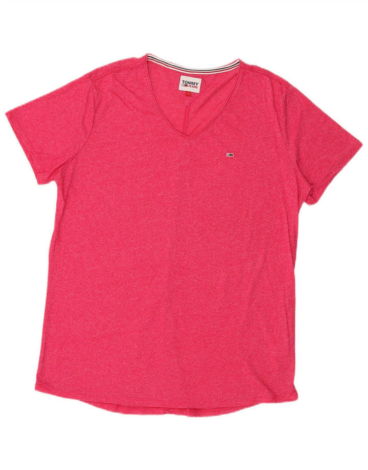 Tommy Hilfiger Herren-T-Shirt-Oberteil, groß, rosa meliert