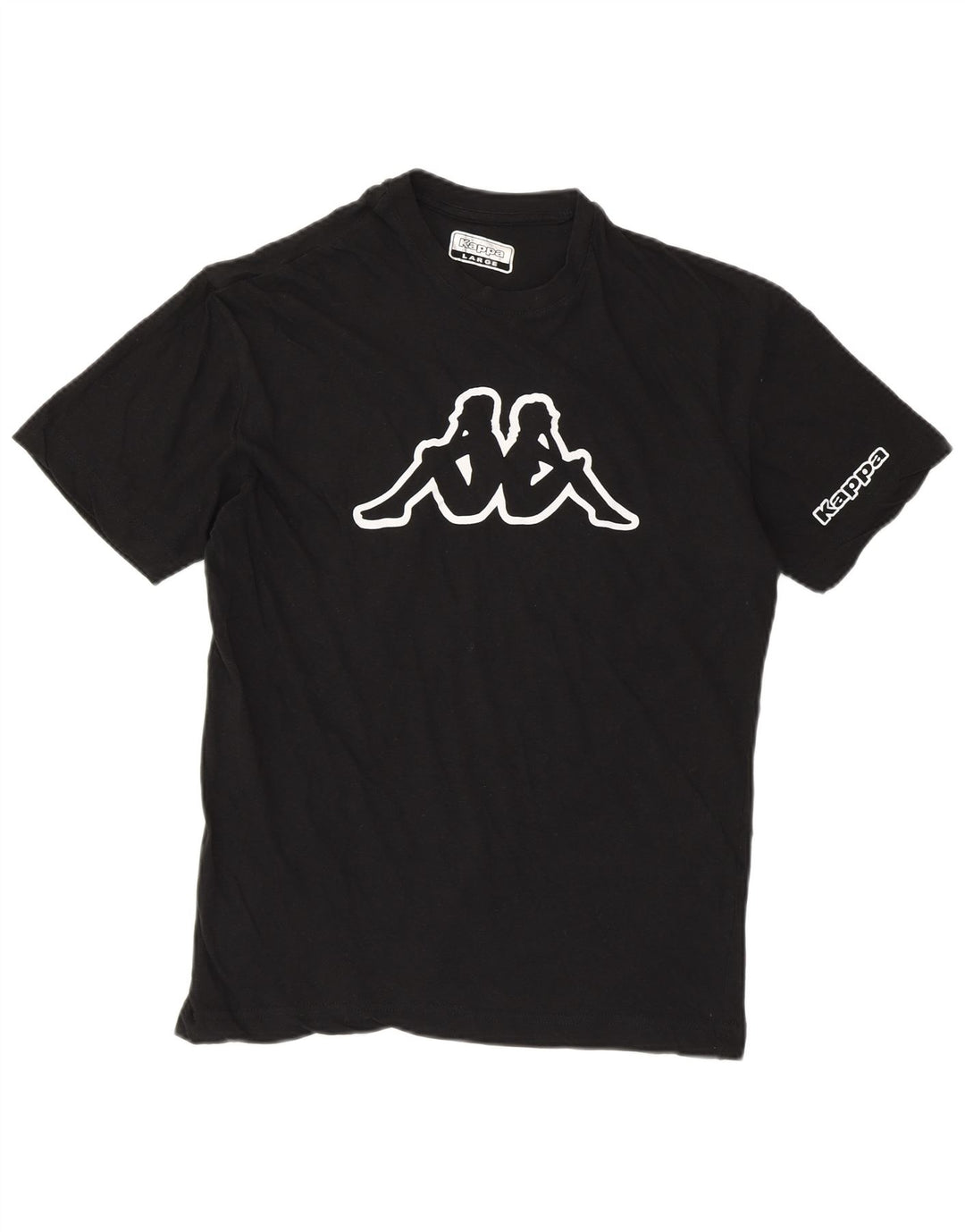 KAPPA Damen Grafik-T-Shirt-Oberteil UK 14 Large Schwarz Baumwolle