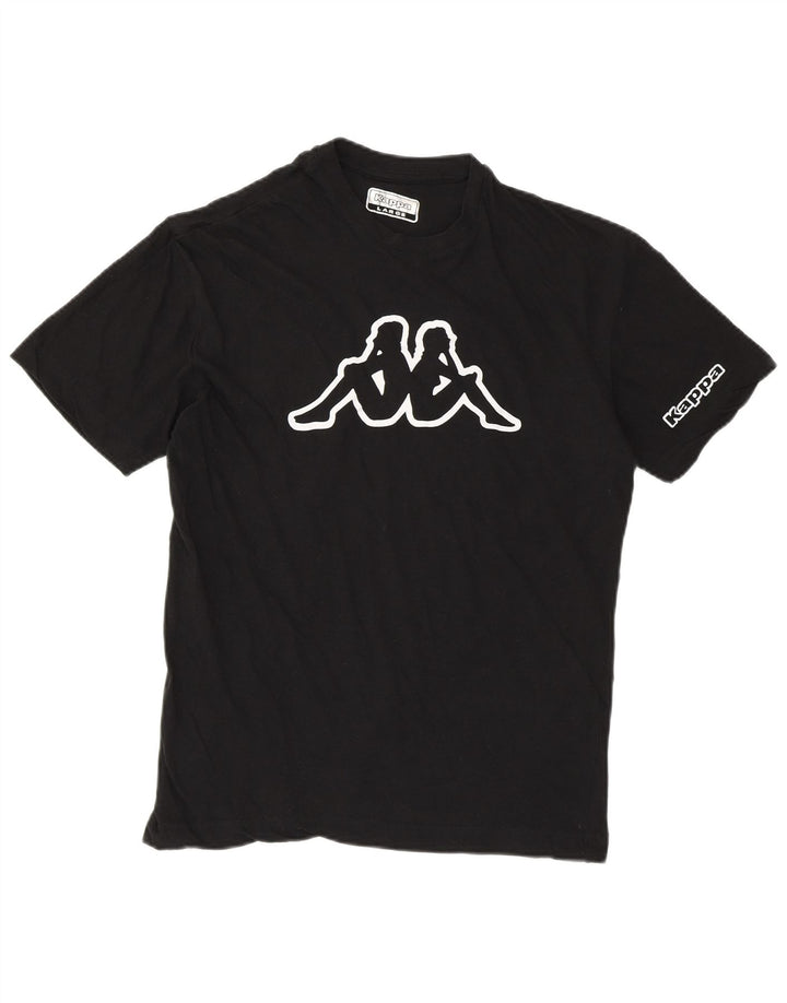 KAPPA Damen Grafik-T-Shirt-Oberteil UK 14 Large Schwarz Baumwolle