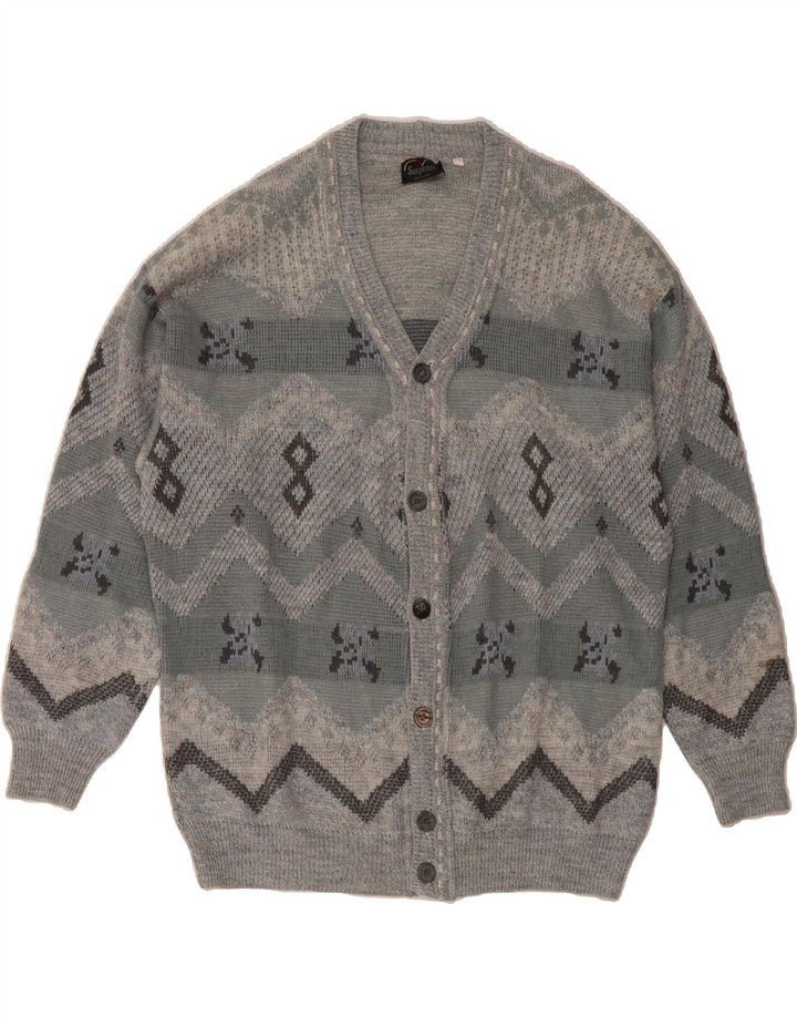 SUSPENSE Mens Loose Fit Cardigan Sweater IT 50 Medium Grey Argyle/Diamond Vintage Suspense and Second-Hand Suspense from Messina Hembry 