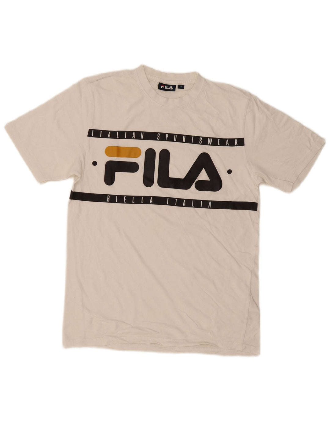 Fila Herren-T-Shirt mit Grafik, Größe S, weiße Baumwolle