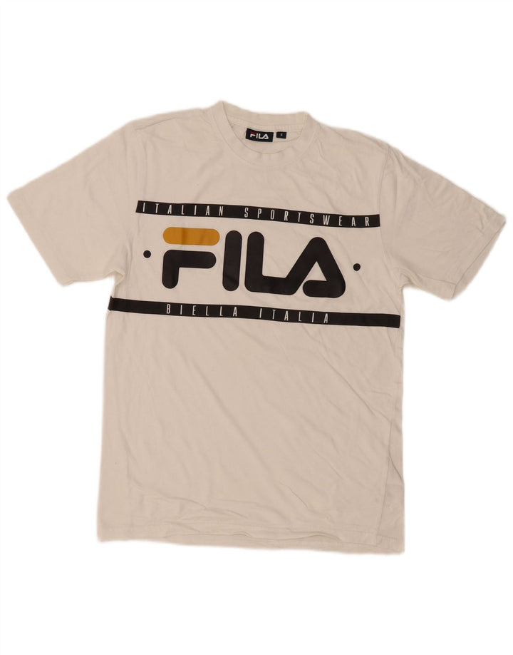 Fila Herren-T-Shirt mit Grafik, Größe S, weiße Baumwolle