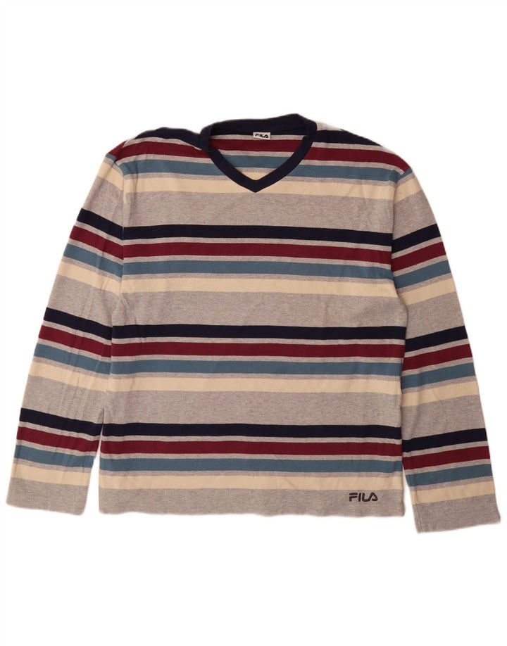 Fila Herren-Top, langärmelig, XL, mehrfarbig, gestreift, Baumwolle
