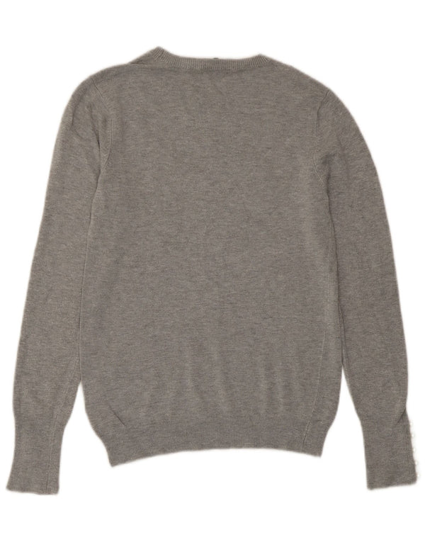 Zara Damen-Pullover mit U-Boot-Ausschnitt, UK 12, Mittelgrau gefleckte Viskose