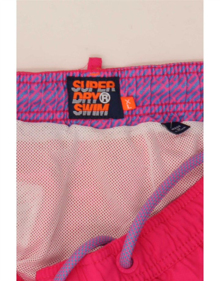 Superdry Herren-Badeshorts XL, rosafarbenes Farbblock-Polyester