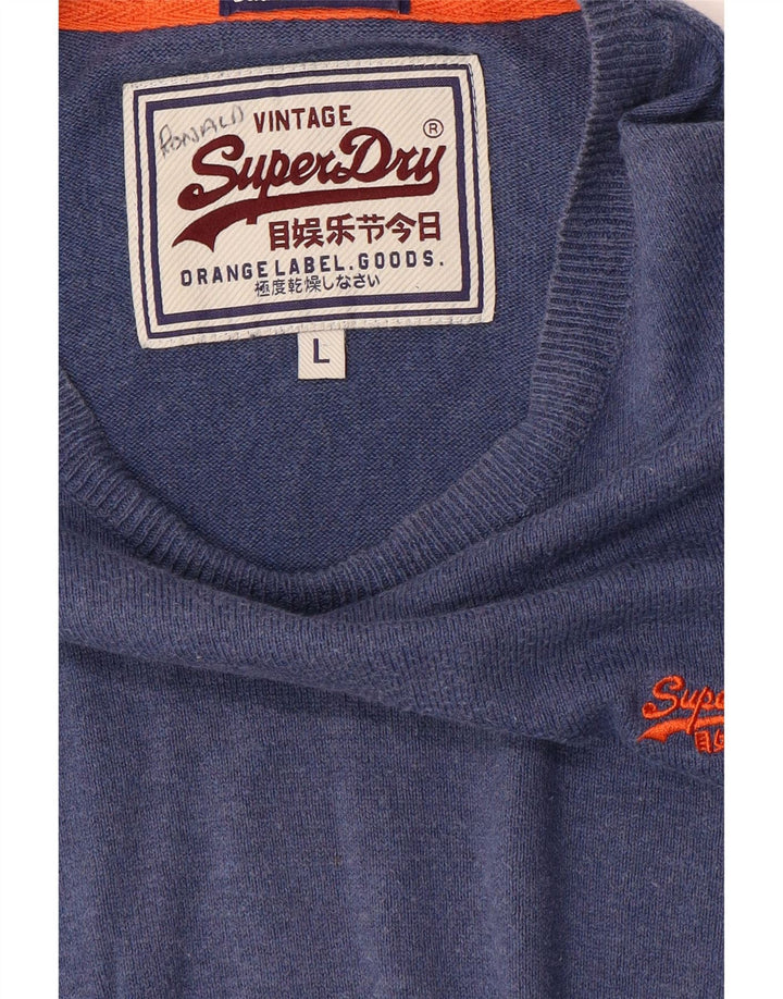 Superdry Herren-Pullover mit U-Boot-Ausschnitt, Größe L, Blau