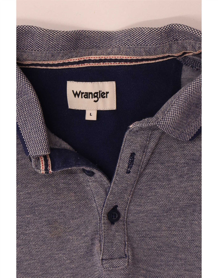 Wrangler Mens Polo Shirt Large Navy Blue Cotton