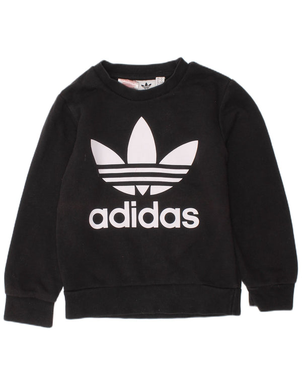 ADIDAS Jungen-Sweatshirt mit Grafik, 5–6 Jahre, schwarze Baumwolle
