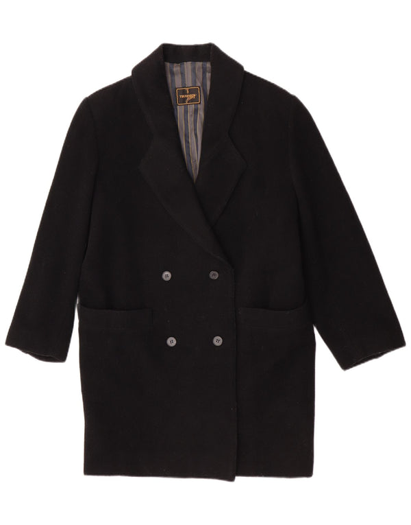 Trussardi Jeans Damen Zweireihiger Mantel IT 42 Mittelschwarze Schurwolle