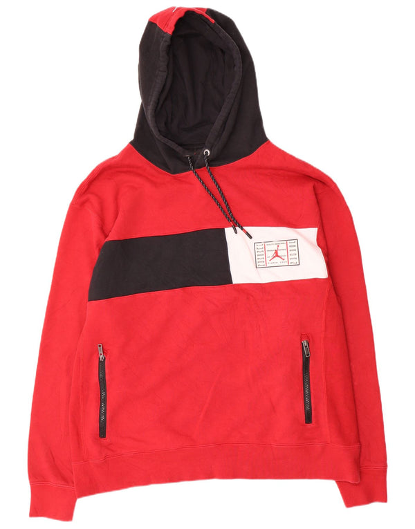 Jordan Herren Kapuzenpullover XL Rot Colourblock Baumwolle
