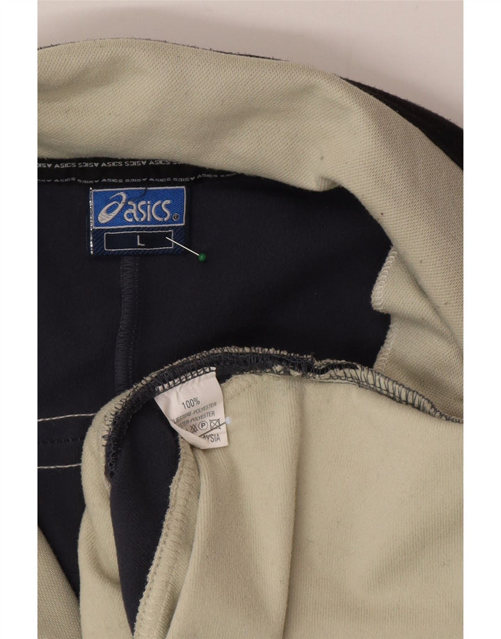Asics Herren-Trainingsanzug-Top-Jacke, großes marineblaues Farbblock-Polyester