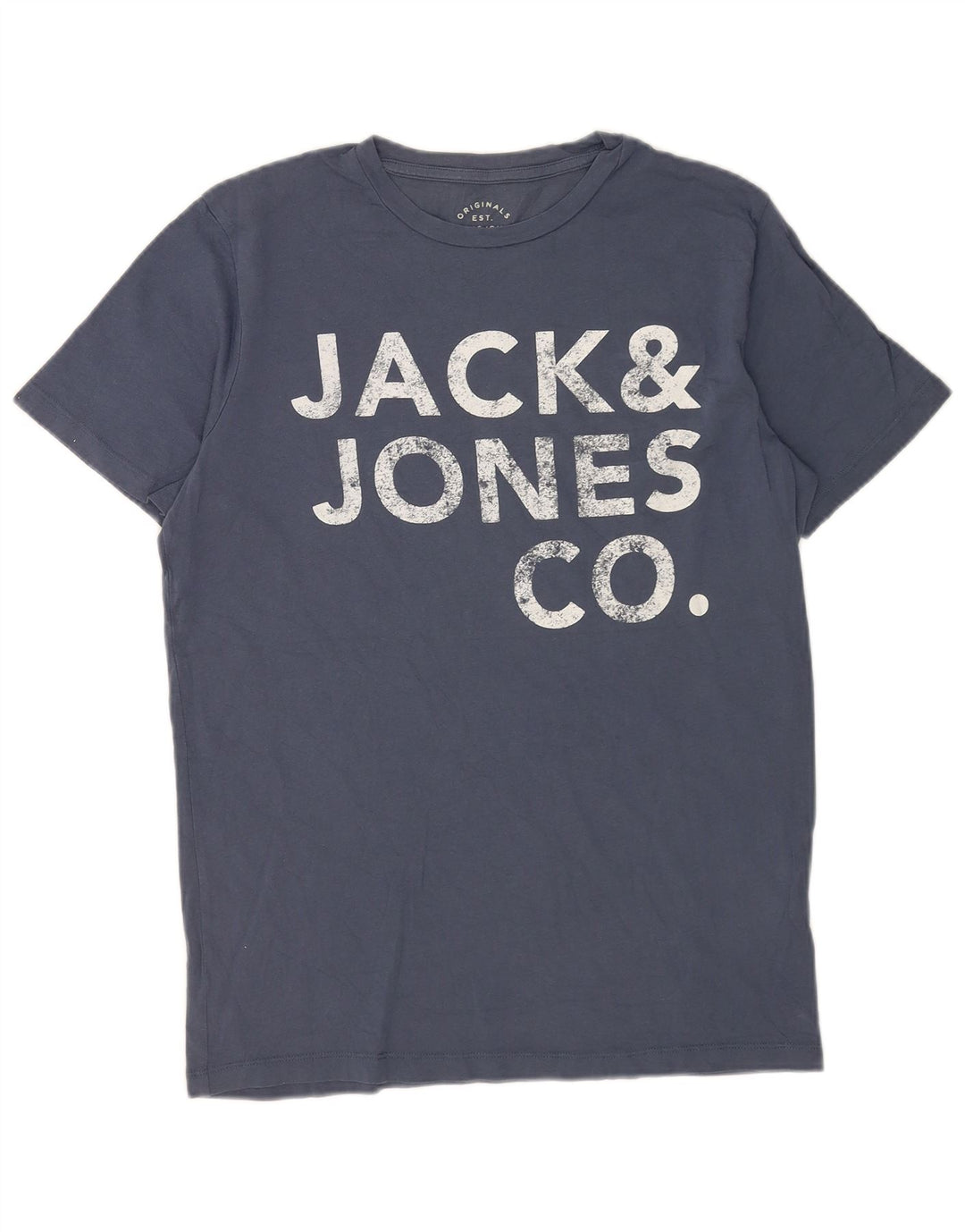 Jack & Jones Herren Grafik-T-Shirt-Oberteil aus mittelblauer Baumwolle