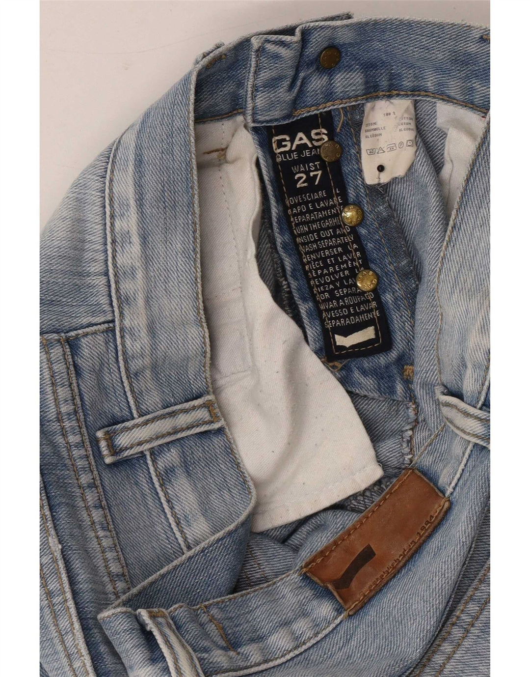 Gas Damen Straight Jeans W27 L32 Blaue Baumwolle