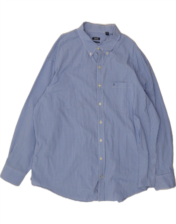 IZOD Mens Shirt 3XL Blue Check Cotton Vintage Izod and Second-Hand Izod from Messina Hembry 